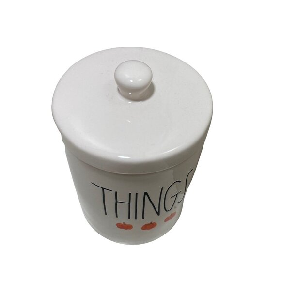 Rae Dunn‎ Canister "THINGS" Orange Pumpkin White with Black LL New Witout Tags - Picture 2 of 3